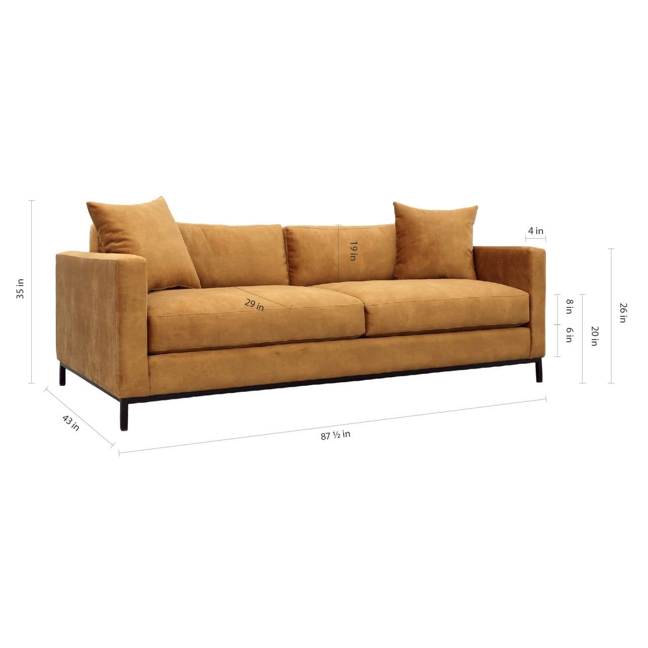 Lyndon Leigh Aldric Sofa Sofas dovetail-DOV65016-BRWN