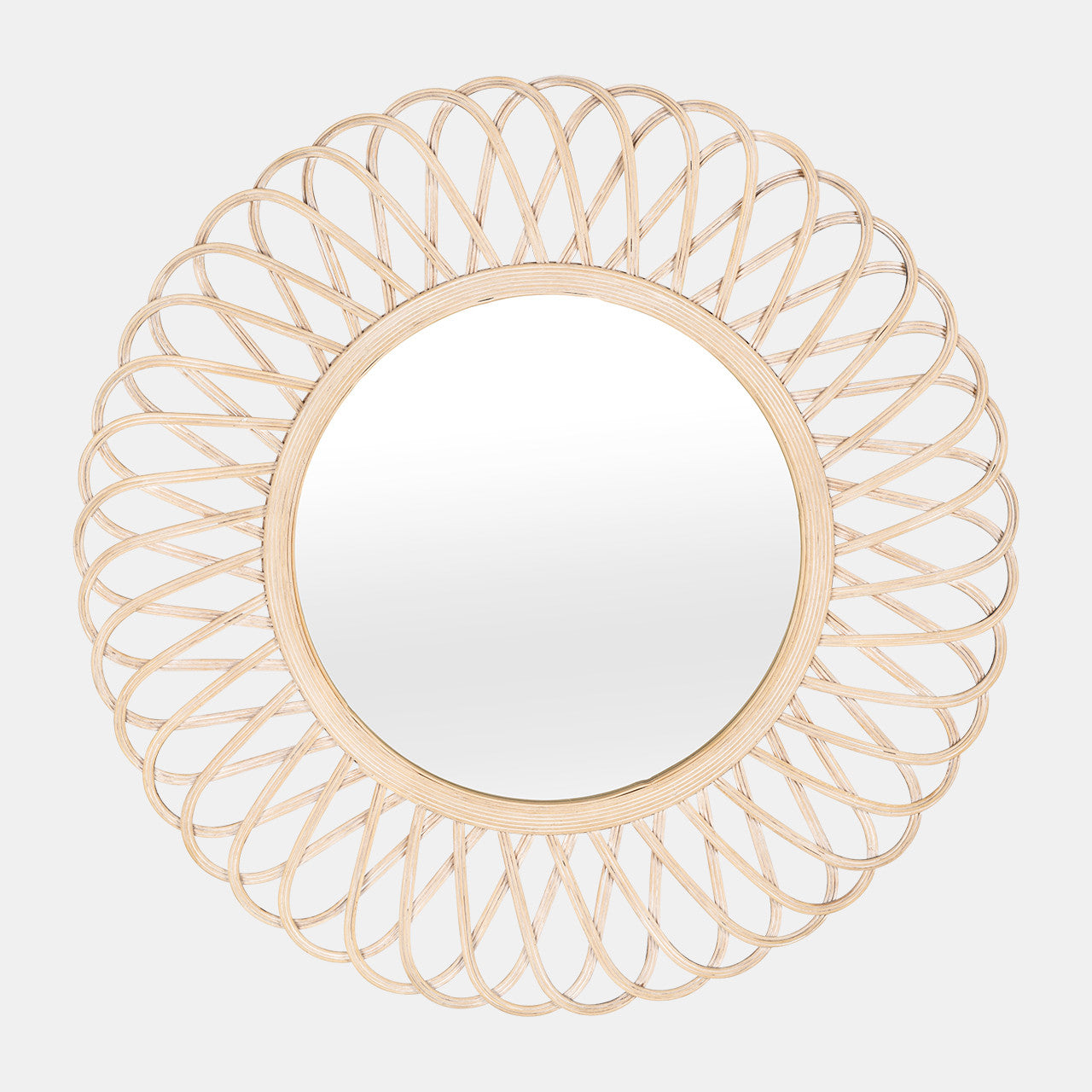 Wicker 35" Daisy Mirror, Natural