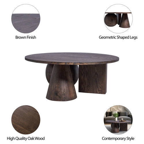 Geometric Shaped Legs Coffee Table in Brown