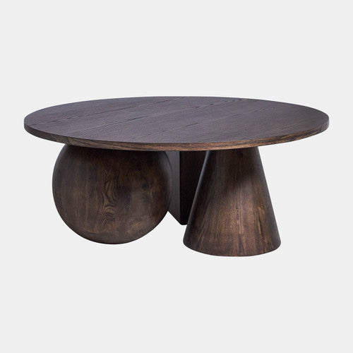 Geometric Shaped Legs Coffee Table in Brown