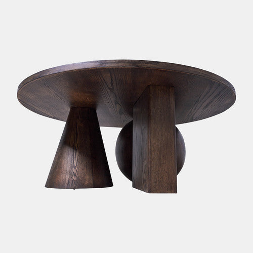 Geometric Shaped Legs Coffee Table in Brown