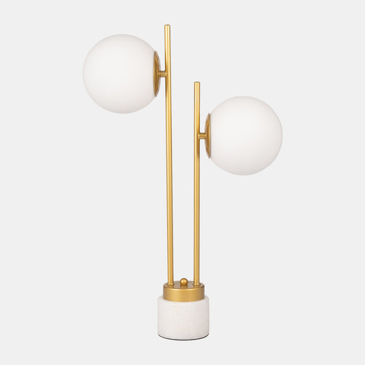 Glass/Brass Double Diffuser Table Lamp in Gold