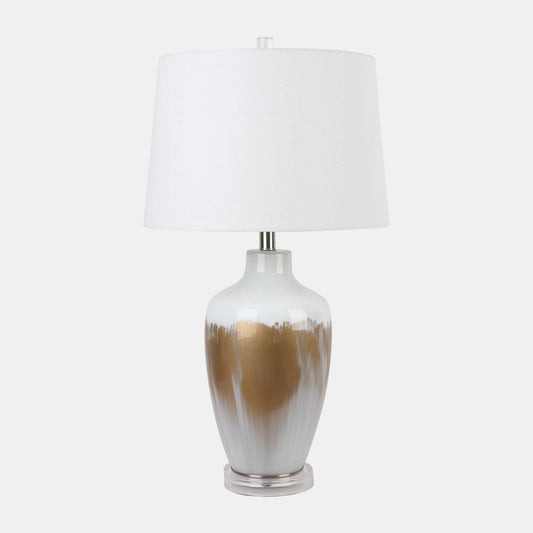 Glass Reactive Table Lamp in White/Gold