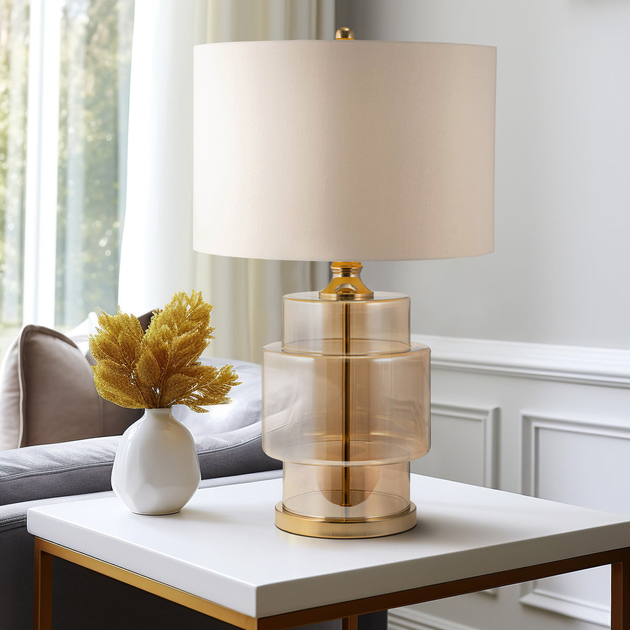 Glass Lustered Table Lamp in Gold