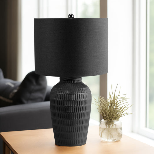 Ceramic Dimpled Table Lamp in Brown