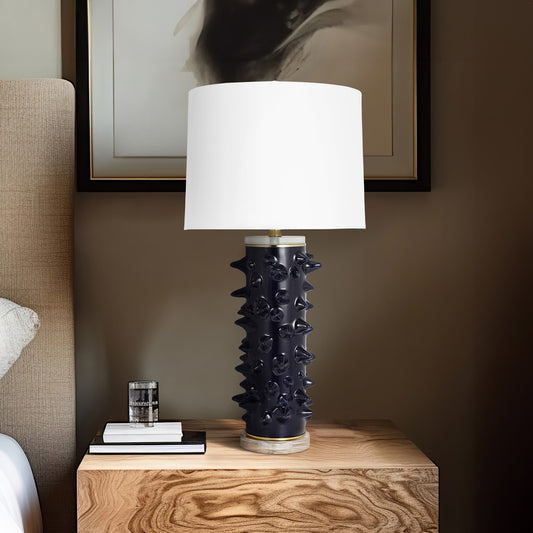 Ceramic Spikey Table Lamp in Navy