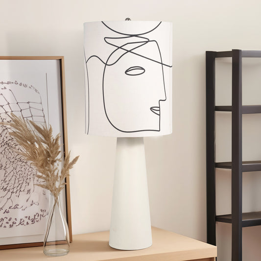 Modern Pillar Table Lamp in White