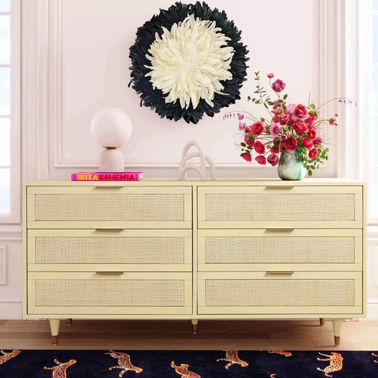 Sierra Cane 6 Drawer Dresser