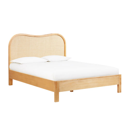 Grappa Natural Wood & Rattan Bed