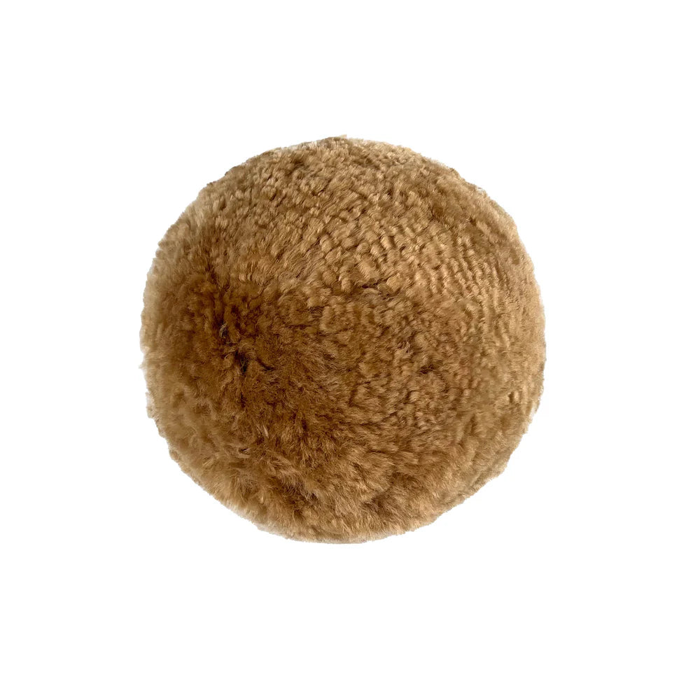 New Zealand Brown Genuine Sheepskin Ball Pillow