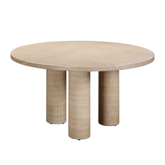 Patti Textured Faux Travertine Indoor / Outdoor 55" Round Dining Table