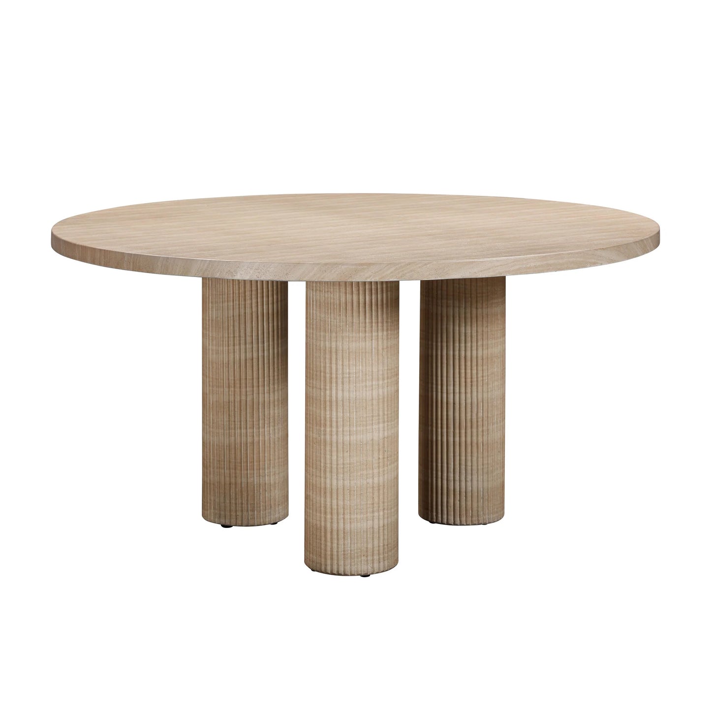 Patti Textured Faux Travertine Indoor / Outdoor 55" Round Dining Table