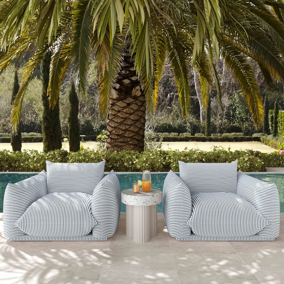 Saint Tropez Striped Stuffed Indoor / Outdoor Armchair