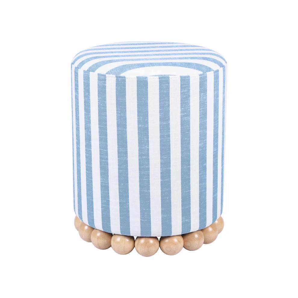 Dex Striped Linen Ottoman