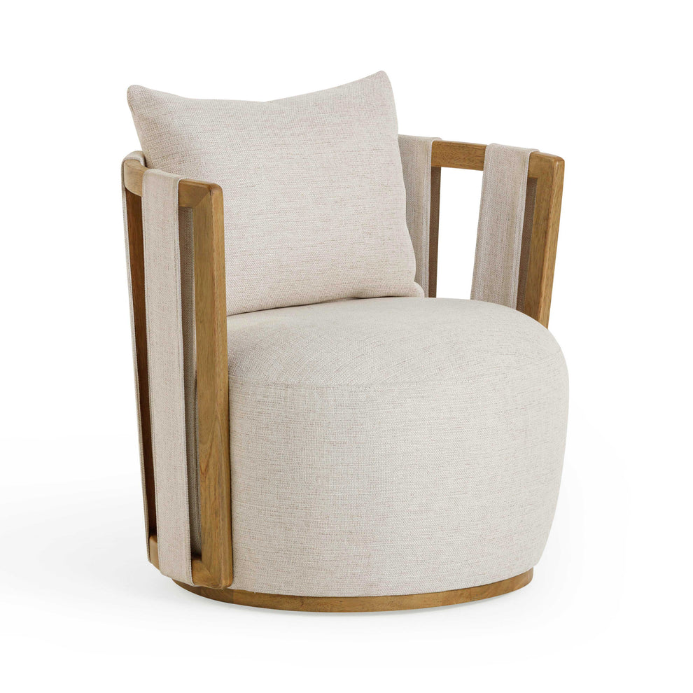 Paolo Cream Textured Weave Swivel Chair